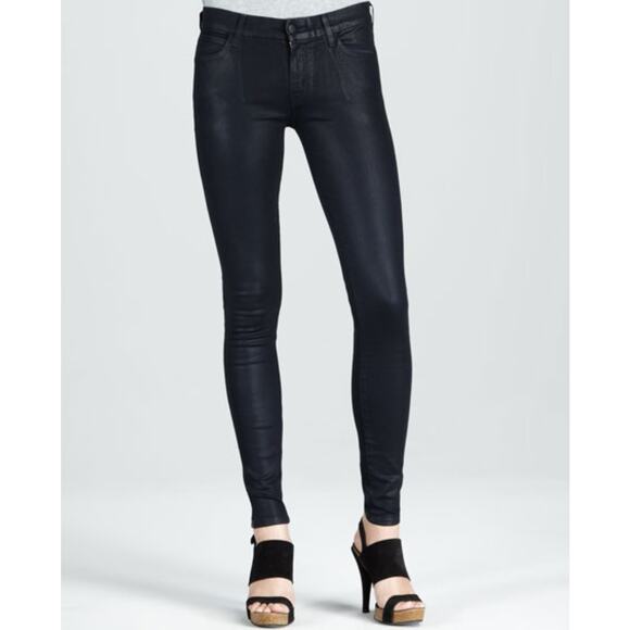 Koral Coated Skinny Legging Jean Gunmetal Metallic Mid Rise Stretch 26 - Picture 2 of 10